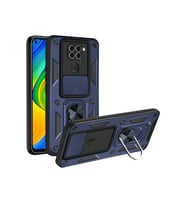 Redmi Note 9 4G Kılıf Pars Lens Yüzüklü Silikon - Lacivert