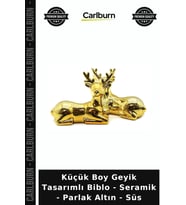 Özel Üretim Dekoratif Gold Modern Şık Küçük Boy Geyik Tasarımlı Biblo - Seramik - Parlak Altın - Süs