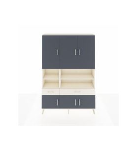 Arges Dolap 8 Raflı 2 Çekmeceli 6 Kapaklı 132x30x195 Aytaşı-Antrasit/Aytaşı