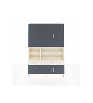 Arges Dolap 8 Raflı 2 Çekmeceli 6 Kapaklı 132x30x195 Aytaşı-Antrasit/Aytaşı