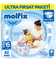 Molfix Bebek Bezi 6 Beden Ultra Fırsat Paketi 62 Adet
