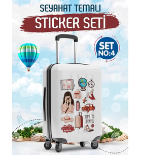 Seyahat Temalı Bavul Sticker Etiket Çıkartma S4 (Laptop Tablet Suluk Telefon Valiz Defter Kitap)-T972