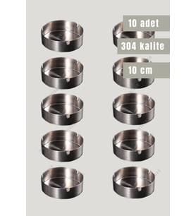 10’lu Paslanmaz Çelik Küllük Takımı, 10 cm çapında, şık ve dayanıklı