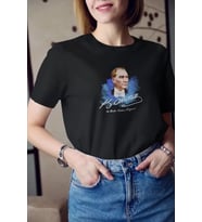 Unisex Bisiklet Yaka Baskılı Oversize T-Shirt - Siyah