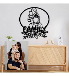 Kişiye Özel Fotoğraf Ciziminden Family Temalı Dekoratif Tablo (1,2 Veya 3 Kişilik Fotoğraf)