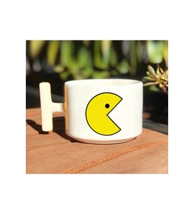 Pac-man Baskılı Beyaz T Kulp Kupa Bardak