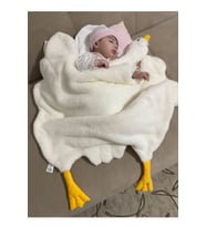 Krem Sevimli Çocuk Bebek Battaniyesi Ördek Kışlık Peluş Welsoft Kaz Battani