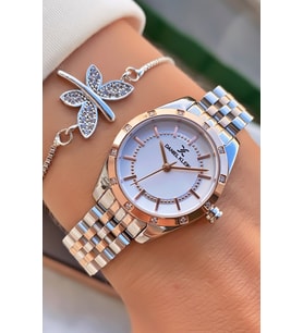 Daniel Klein Marka Rose Gümüş Renk 2 Yıl Garantili Kadın Kol Saati - Bileklik Hediyeli (Rose - Gold)