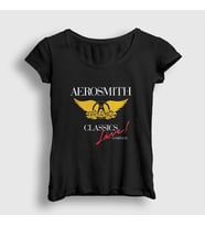 Presmono Kadın Siyah Classics Aerosmith T-Shirt 6703tt