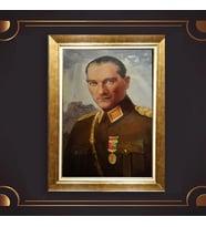 Altın Varaklı Çerçeveli Paspartulu Atatürk Tablo z4957 (Gold)