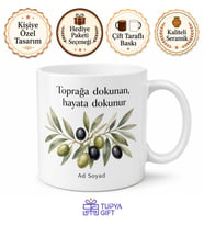 Zeytin Temalı Baskılı Kupa Bardak Hediye Porselen Özel Tasarım Mug