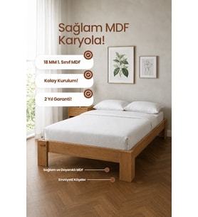 Stillo Başlıksız Tek Kişilik MDF Karyola