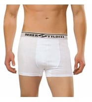 12 Adet Seher 060 Likralı Erkek Boxer Şort Paçalı Külot (Beyaz)
