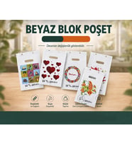 Omeyva El Geçme Baskılı Küçük Boy Blok Poşet Torba - No : 0 - 20x30 Cm. - Beyaz - 500 Adet