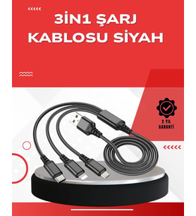 Dayanıklı Metal Başlıklı 3’ü 1 Arada Şarj Kablosu – Tüm Cihazlarla Uyumlu