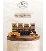 Royal Flora Organik BitkiÇayı Seti Hediyelik Şık Paket & Doğum Günü Özel Gün Özel Kutu & 7'li Set Bambu Kapaklı Cam Şişe