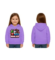 Unisex roblox Baskılı Çocuk Swaetshirt  Baskılı Kapüşonlu 3 İplik Şardonlu (Lila)