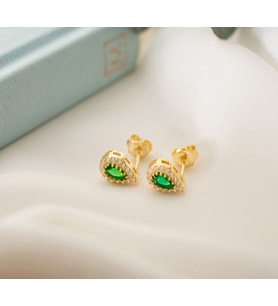 925 Ayar Gümüş Mayıs Ayı Doğum Taşı ( Emerald ) Damla Küpe