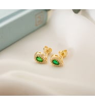 925 Ayar Gümüş Mayıs Ayı Doğum Taşı ( Emerald ) Damla Küpe
