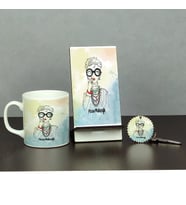 Kokoş Kadın Üçlü Set (Kupa + Telefon Standı + Anahtarlık)