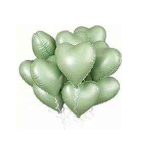 Beysüs Soft Yeşil Retro Kalp Folyo Balon 18 inç 5 Adet