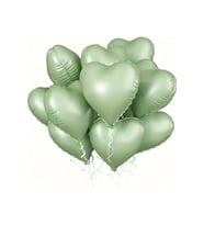 Beysüs Soft Yeşil Retro Kalp Folyo Balon 18 inç 5 Adet