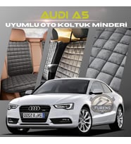 Audi A5 Antrasit Renk Tay Tüyü Cepli & Terletmez Sırtlı Oto Koltuk Minder Seti - Koltuk Koruma Kılıfı (ÖN & ARKA TAM SET)