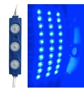 Mavi Modül Mercekli 3 Ledli Kablolu Parmak Led 12 v 5 adet