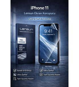 Lensun iPhone 11 Ultra Şeffaf Ekran Koruyucu Film