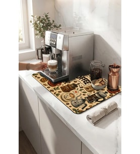 Valerine Life Kahve Espresso Makinesi Matı 35x45cm Çaycı Pad Su Geçirmez Coffee Toons
