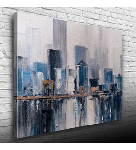 Gökdelenler ile köprünün suya yansıması Yağlıboya Kanvas Tablo 50 x 70