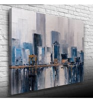 Gökdelenler ile köprünün suya yansıması Yağlıboya Kanvas Tablo 50 x 70