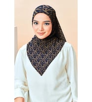 Soft Pamuk Eşarp-90 X 90 -06099 (Lacivert-Kahve)
