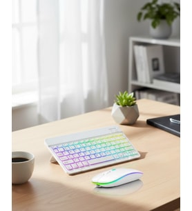 Aydınlatmalı Kablosuz Klavye Mouse Seti Bluetooth Bağlantılı Çoklu Cihaz Uyumlu