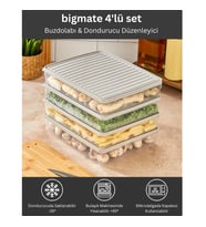 bigmate 4'lü Şeffaf Saklama Kabı 4x2,5 Lt BGMT2525 Mikrodalga Buzdolabı ve Dondurucu Uyumlu Düzenley (Gri)