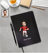 Kişiye Özel Milli Takım Karikatürlü Siyah Defter Touchpen Kalem Hediye Seti Bay-2