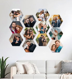 Kişiye Özel 12 Fotoğraflı Altıgen Mdf Tablo