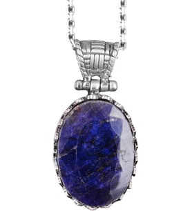 Doğal Taş Kolye - 925 Ayar Gümüş Kolye (Safir)