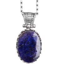 Doğal Taş Kolye - 925 Ayar Gümüş Kolye (Safir)