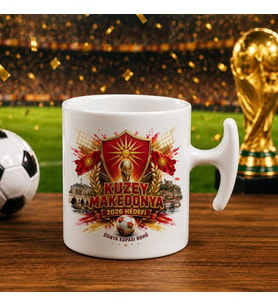 BK Gift Kuzey Mekadonya Taraftar Temalı Dünya Futbol Kupası Tasarımlı Hammer Kupa Bardak-4