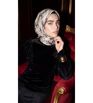 Levidor Kristal Eşarp Mermer Desen Siyah