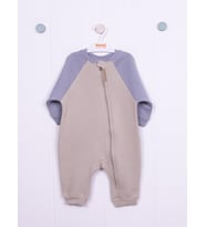 Reglan Kol Fermuarlı 3 iplik Bebek  Tulumu (Gri)