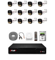 FURY 12 Kameralı Güvenlik Kamera Seti 4 Warm LED Gece Renkli Görüş 250 GB HDD