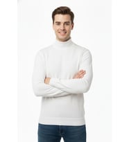 Erkek Yarım Balıkçı Kazak Çelik Örgü Regular Kalıp 4241B BGL-ST04854 (Beyaz)