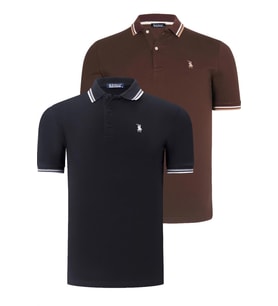 İKİLİ SET T8594 DEWBERRY ERKEK T-SHIRT-SİYAH-KAHVE