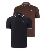 İKİLİ SET T8594 DEWBERRY ERKEK T-SHIRT-SİYAH-KAHVE
