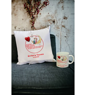 En Güzel Sevgili Hediyesi Kupa Bardak ve Yastık Set 012 (Beyaz)