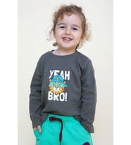 Breeze Girls & Boys Erkek Çocuk Uzun Kollu Tişört Şapkalı Havalı Aslancık Baskılı 1-4 Yaş, Füme