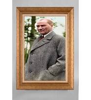 EV İŞYERİ OFİS İÇİN ALTIN ÇERÇEVELİ PASPARTULU ATATÜRK TABLO S767