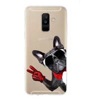PrintiFy Samsung Galaxy A6 Plus 2018 ile Uyumlu 1mm Slim Fit Köpek 2 050e Baskılı Şeffaf  Kılıf